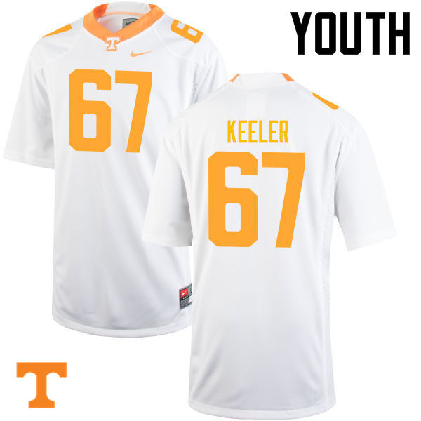 Youth #67 Joe Keeler Tennessee Volunteers College Football Jerseys-White - Click Image to Close